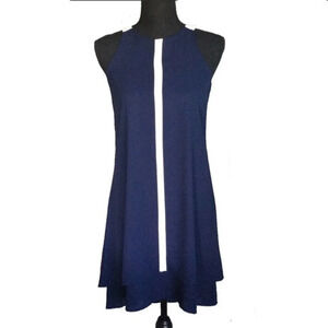 MONTEAU | Sleeveless High Low Navy Sailor Dress XS